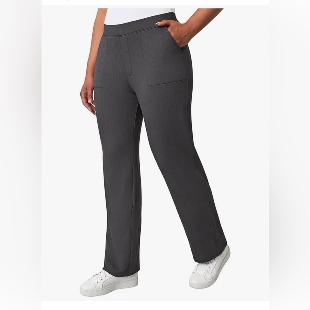 Mondetta Grey/Black Straight Leg Pants Business Casual